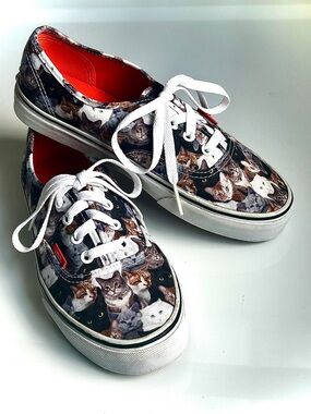 VANS for ASPCA Rare LTD ED Cat Faces Sneakers Low-top Lace-up 7.5